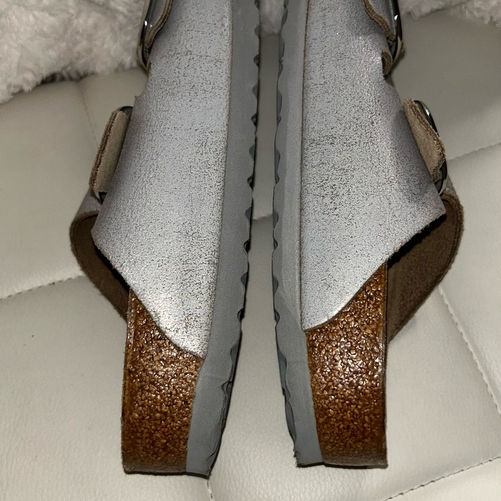 Birkenstock Metallic Gray Sandals - Picture 8 of 9